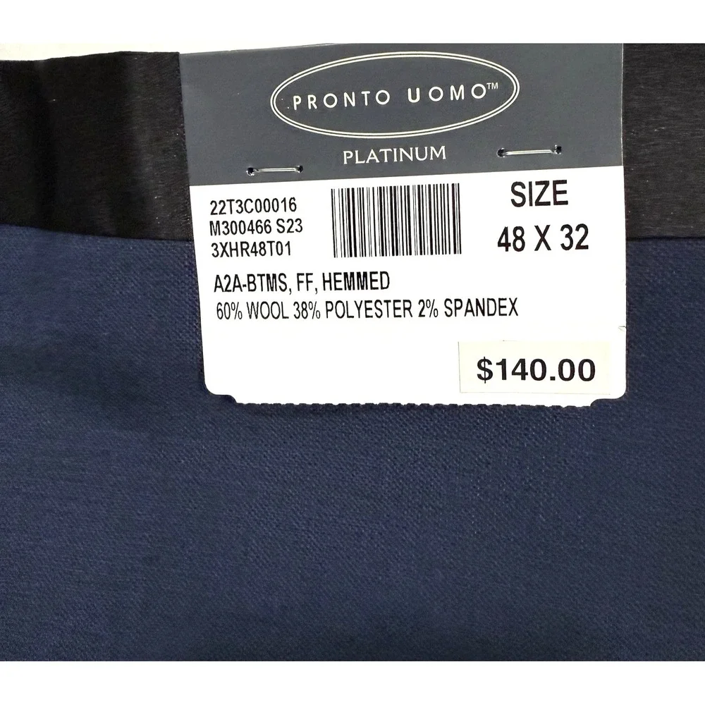Pronto Uomo Platinum Modern Fit Suit Separates Tuxedo Pants 48Lx32W Wool Blend